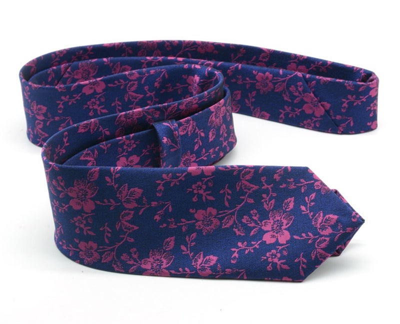 Ctskyte Men Handmade Silk Tie Fashion Blue Rose Small Floral Wedding Party Dance Necktie - Image 2